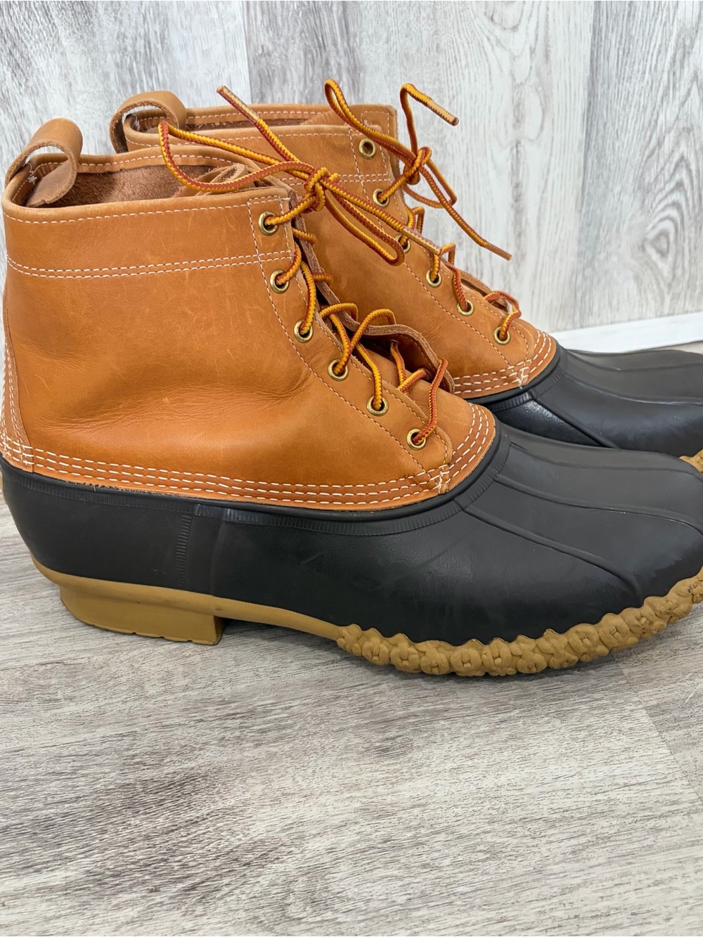 L.L. Bean Original 8" Bean Boots Duck Boots Mens Size 15 W Tan Brown Excellent